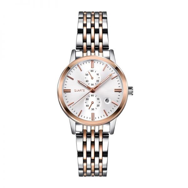 Rose gold woman watch all stainless steel women wristwatch couple watch slim lover watches steel watch band calendar