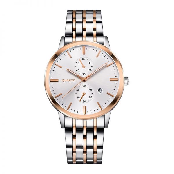 Rose gold woman watch all stainless steel women wristwatch couple watch slim lover watches steel watch band calendar - Image 2