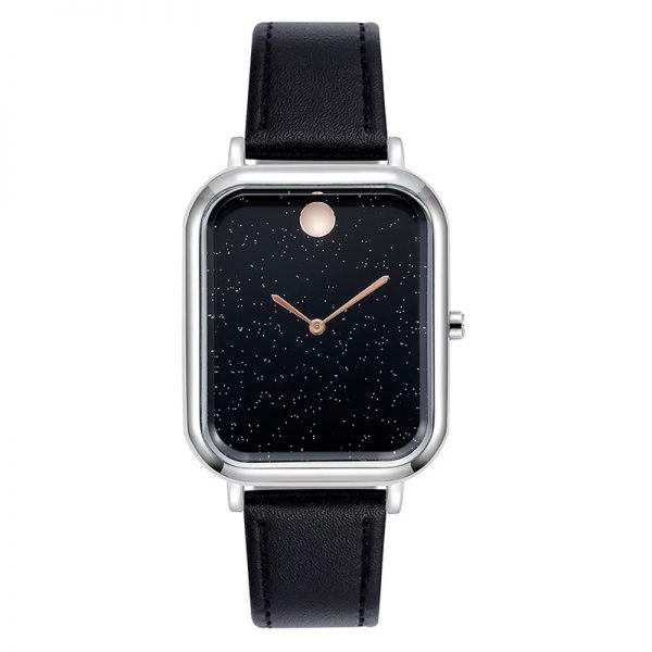 Rectangular wristwatch rose gold simple women watch mesh strap silver gril watch black leather cute sun square watches - Image 3