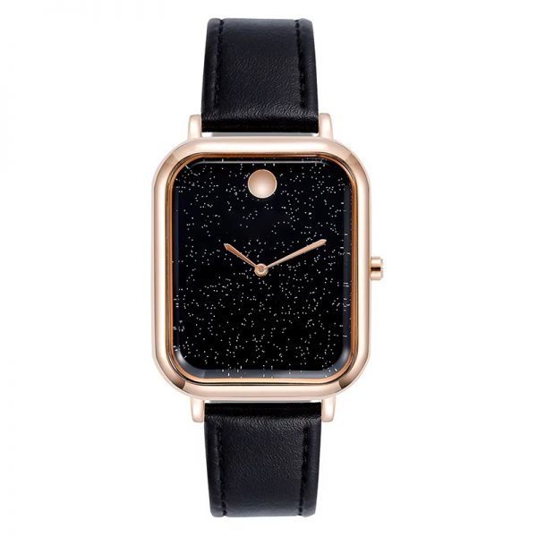 Rectangular wristwatch rose gold simple women watch mesh strap silver gril watch black leather cute sun square watches - Image 4