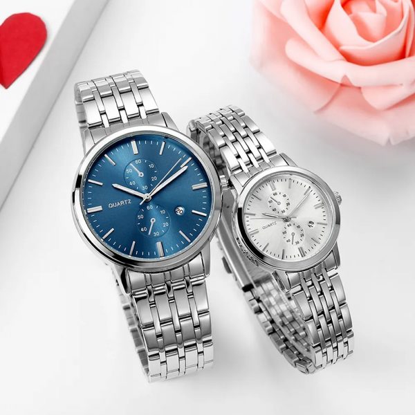 Rose gold woman watch all stainless steel women wristwatch couple watch slim lover watches steel watch band calendar - Image 6